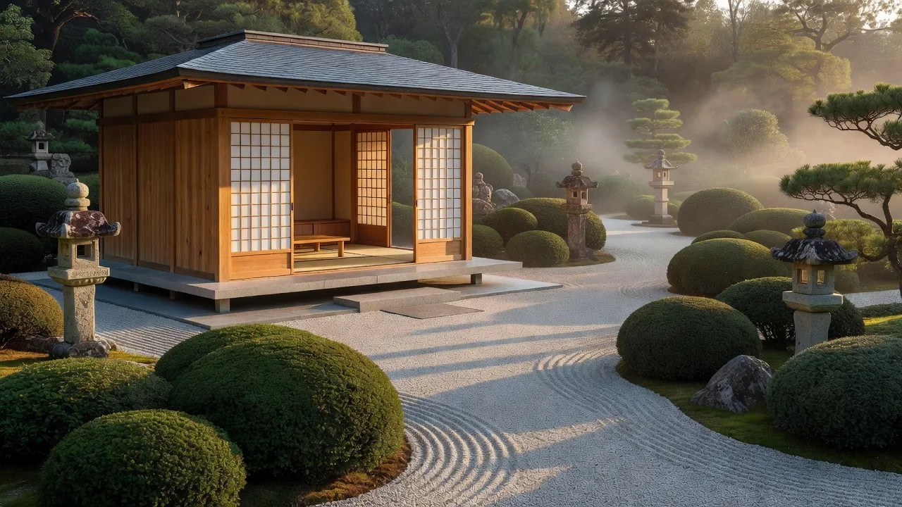 茶室のある庭園